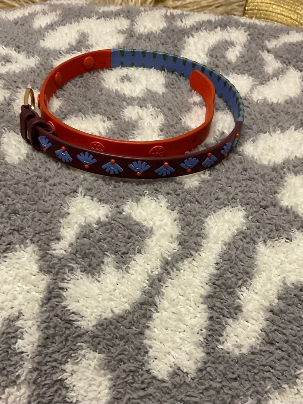 Tory Burch Orange, Blue & Burgundy Leather Bracelet